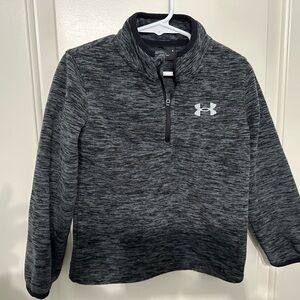 Under Armour Armour Fleece ¼-Zip Pullover Boys 4 Gray Black VGUC
